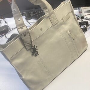 NWOT Agnes B white canvas tote bag cute!!!